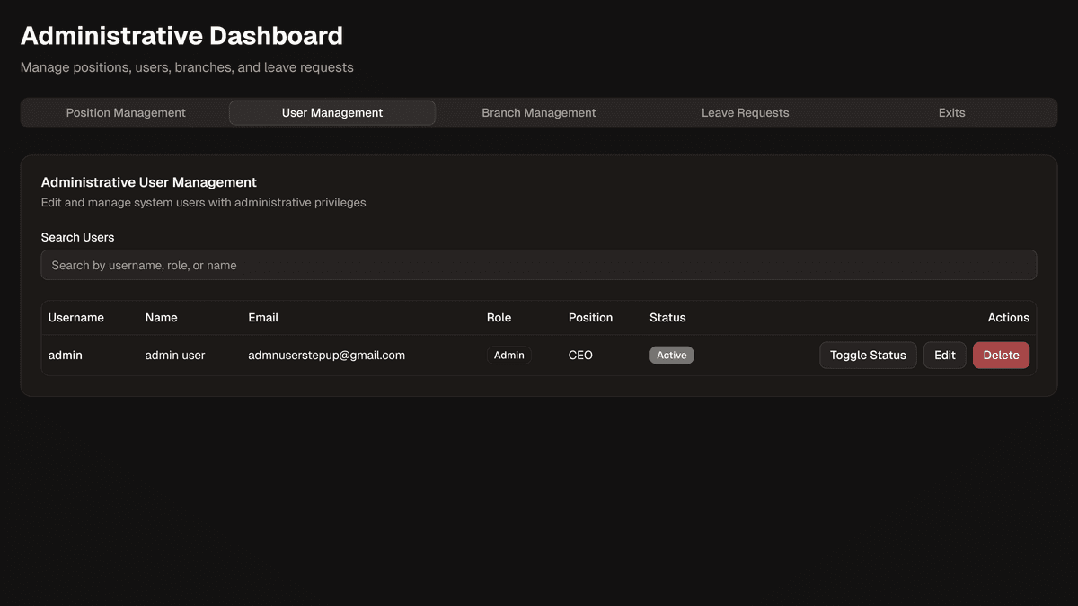 User Management Dashboard
