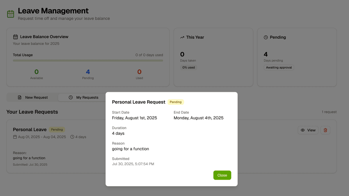 Request Management and Status Tracking Dashboard