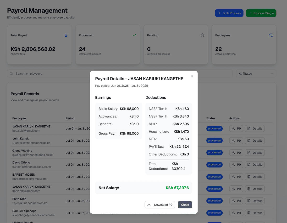 Deductions and Contributions Management Dashboard