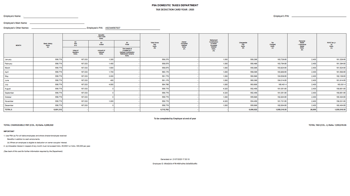 Tax Documentation and Reporting Dashboard