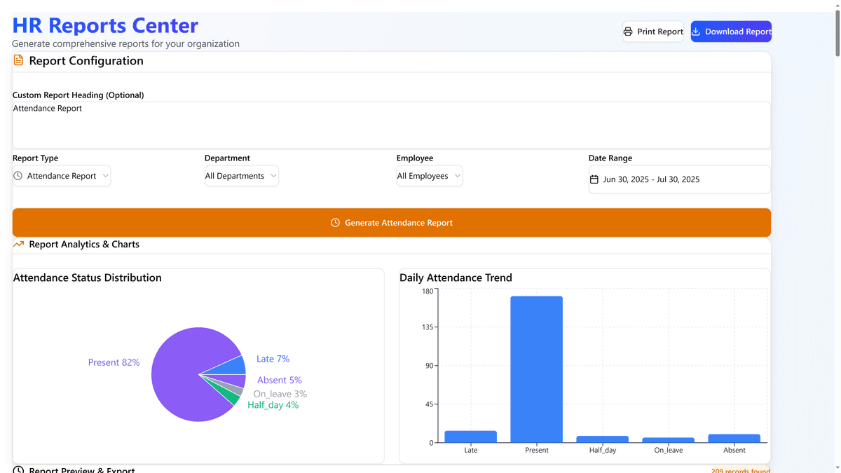 Report Generation Interface