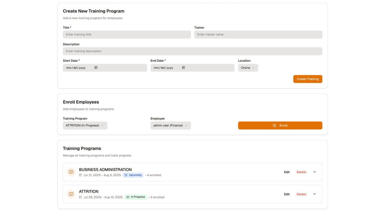 Training and Development Dashboard